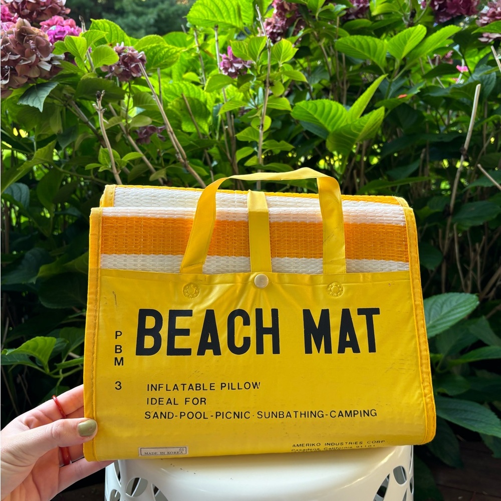 Yellow Beach Mat with Inflatable Pillow